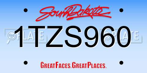 1TZS960 South Dakota License Plate