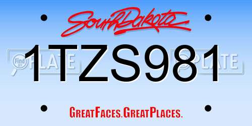 1TZS981 South Dakota License Plate