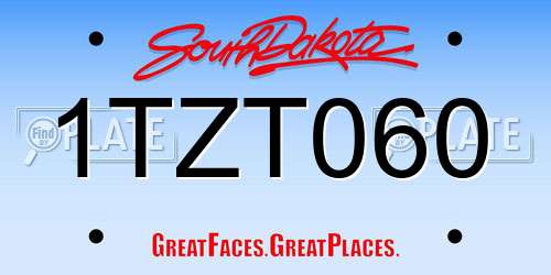 1TZT060 South Dakota License Plate