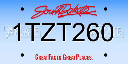 1TZT260 South Dakota License Plate