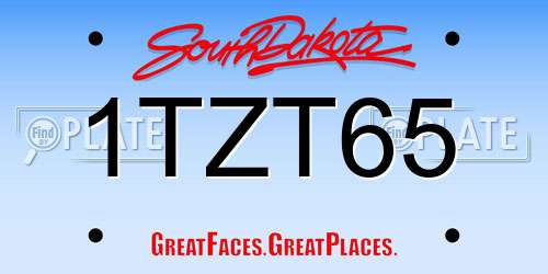 1TZT65 South Dakota License Plate