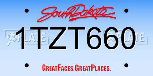 1TZT660 South Dakota License Plate