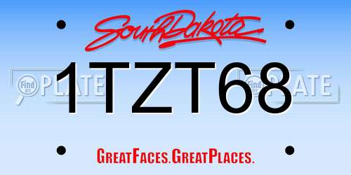 1TZT68 South Dakota License Plate