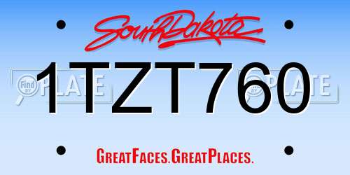 1TZT760 South Dakota License Plate