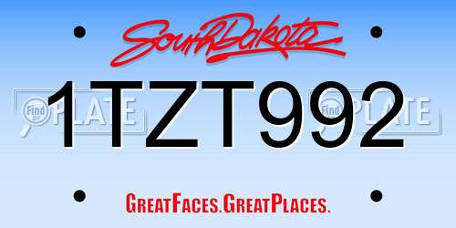 1TZT992 South Dakota License Plate