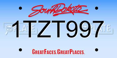 1TZT997 South Dakota License Plate