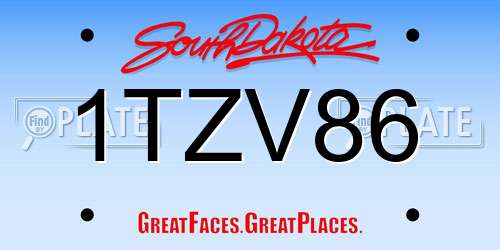 1TZV86 South Dakota License Plate