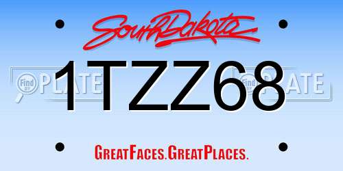 1TZZ68 South Dakota License Plate