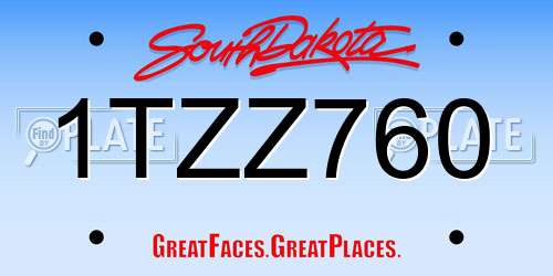 1TZZ760 South Dakota License Plate