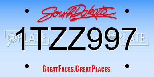 1TZZ997 South Dakota License Plate