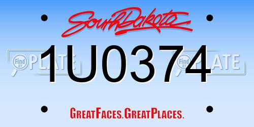1U0374 South Dakota License Plate