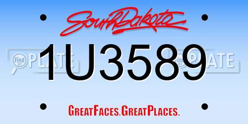 1U3589 South Dakota License Plate
