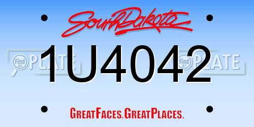1U4042 South Dakota License Plate