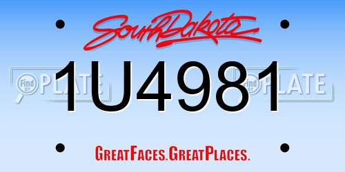 1U4981 South Dakota License Plate