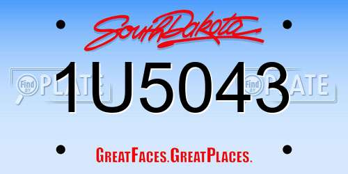 1U5043 South Dakota License Plate
