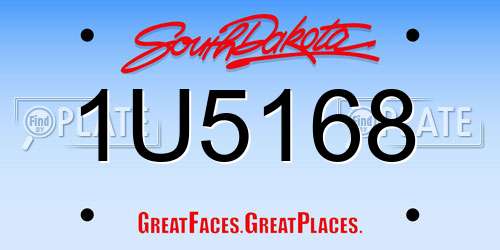 1U5168 South Dakota License Plate
