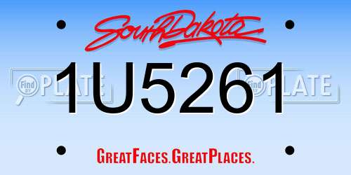 1U5261 South Dakota License Plate