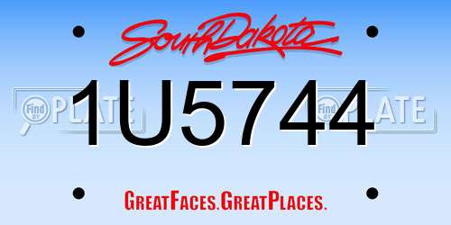 1U5744 South Dakota License Plate