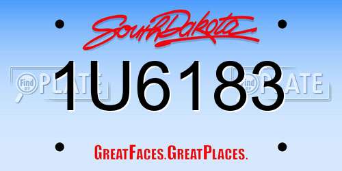1U6183 South Dakota License Plate
