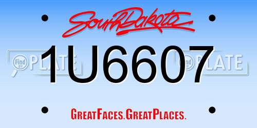 1U6607 South Dakota License Plate