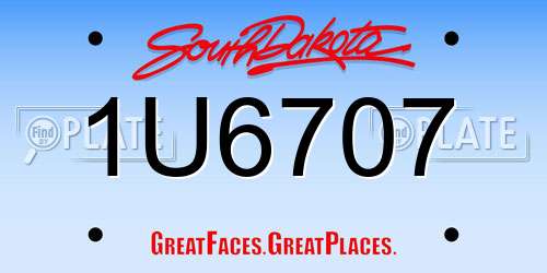 1U6707 South Dakota License Plate
