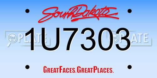 1U7303 South Dakota License Plate