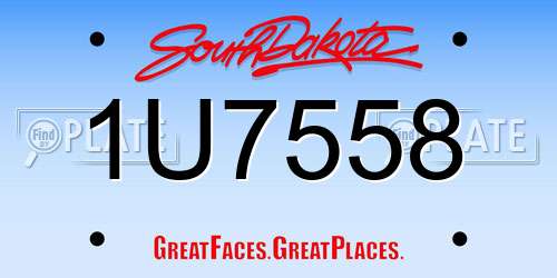 1U7558 South Dakota License Plate