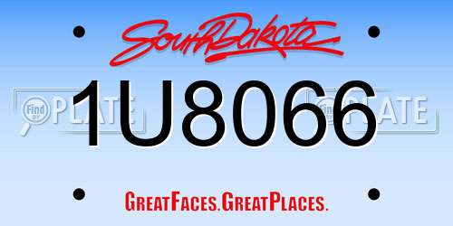 1U8066 South Dakota License Plate