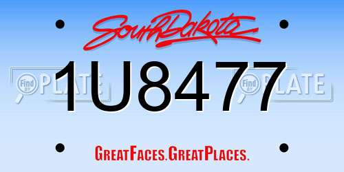 1U8477 South Dakota License Plate