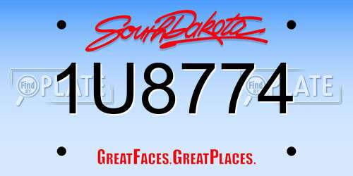 1U8774 South Dakota License Plate