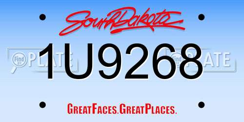 1U9268 South Dakota License Plate