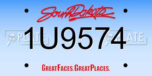 1U9574 South Dakota License Plate