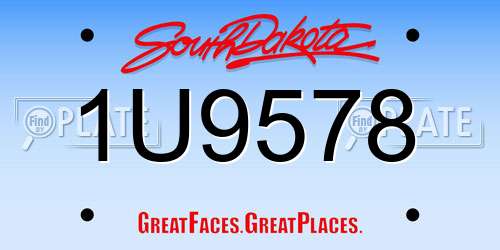 1U9578 South Dakota License Plate