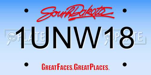 1UNW18 South Dakota License Plate