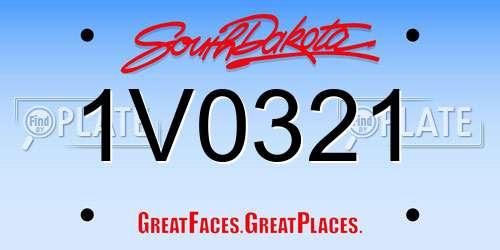 1V0321 South Dakota License Plate