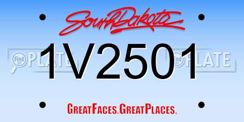 1V2501 South Dakota License Plate