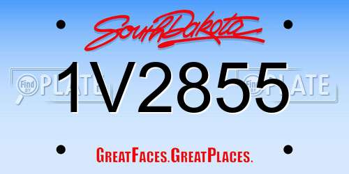 1V2855 South Dakota License Plate