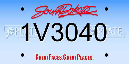 1V3040 South Dakota License Plate
