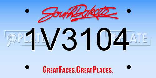 1V3104 South Dakota License Plate
