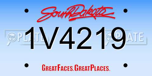 1V4219 South Dakota License Plate