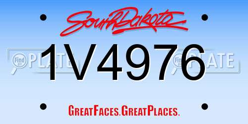 1V4976 South Dakota License Plate