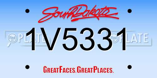 1V5331 South Dakota License Plate