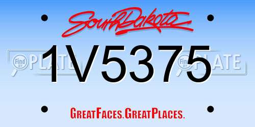 1V5375 South Dakota License Plate