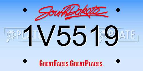 1V5519 South Dakota License Plate