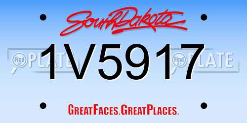 1V5917 South Dakota License Plate