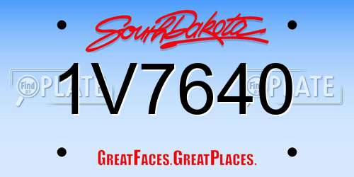 1V7640 South Dakota License Plate