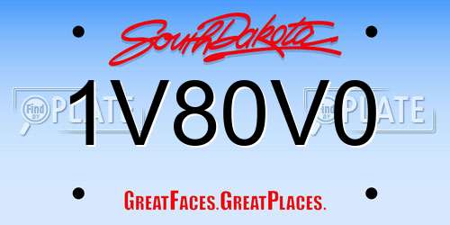 1V80V0 South Dakota License Plate