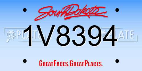 1V8394 South Dakota License Plate