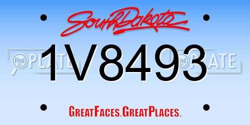 1V8493 South Dakota License Plate