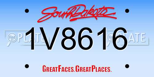 1V8616 South Dakota License Plate